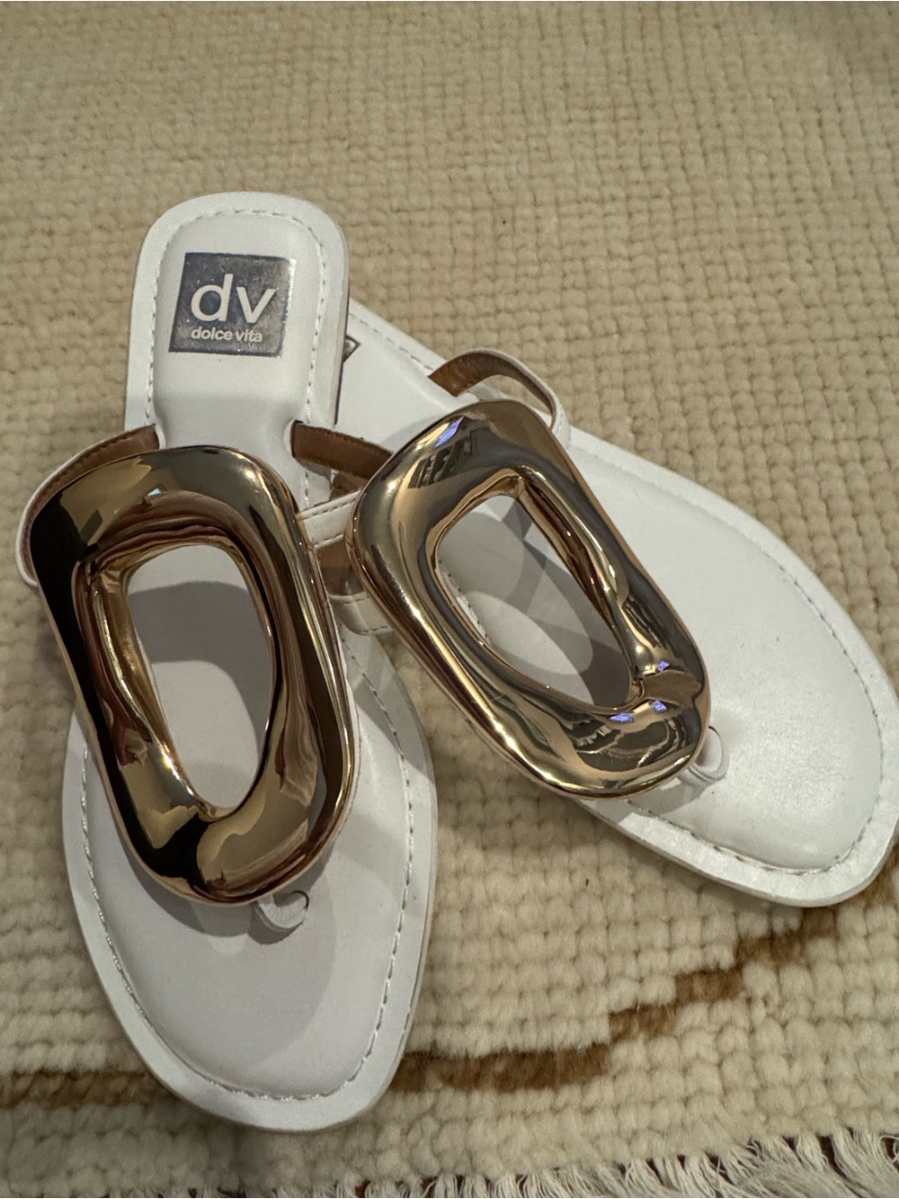 DV Dolce Vita White Sandals with Gold Accent - Picture 2 of 2